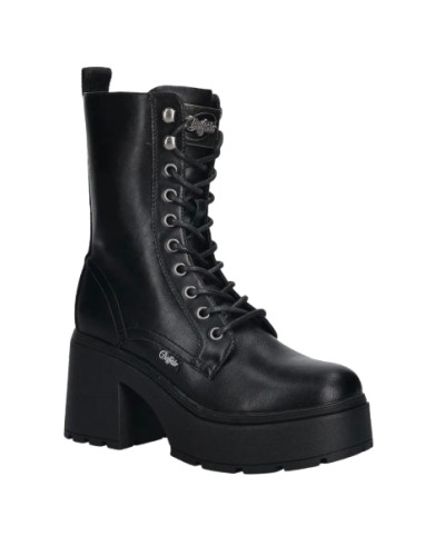 Scarpe donna Buffalo stivaletto Mila lace up mid vegan nappa black D27BF16 BN1622615