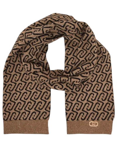 Sciarpa Liu Jo stola Jacquard con logo monogram cammello/ nero C27LJ33 2F6016 M0300 000417