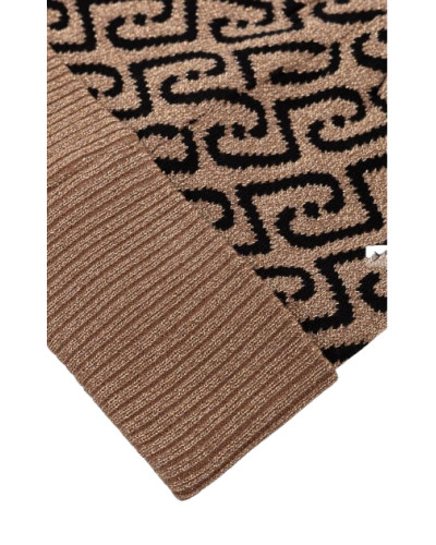 Berretto Liu jo beanie jacquard cammello/ nero con logo monogram C27LJ34 2F6017 M0300 00417