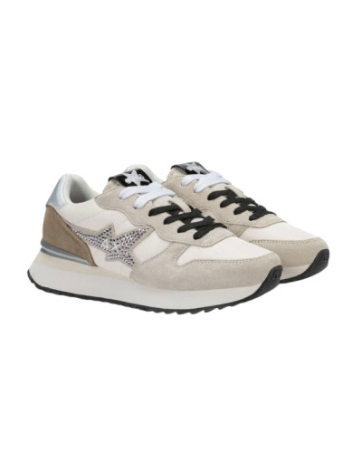 Sneaker donna Sun68 Stargirl strass logo 31 bianco panna D27SU16 Z46223