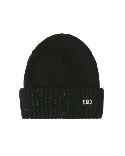 Berretto Liu jo beanie con applicazioni e logo nero C27LJ41 2F6027 MAA06 22222