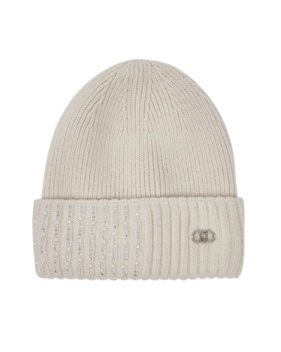 Berretto Liu jo beanie con applicazioni e logo burro C27LJ42 2F6027 MAA06 00192