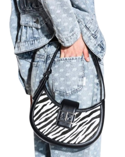 Borsa donna a mano/spalla Armani Exchange black/white B27AX39 XW002565 AF26571 MC045