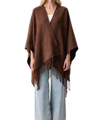 Poncho donna Guess 4G logo e frange brown C27GU37 AW5660POL03