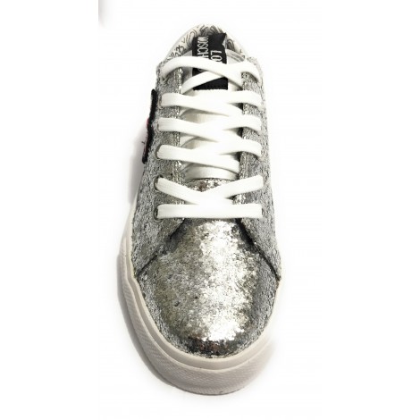 SCARPE DONNA SNEAKER LOVE MOSCHINO GLITTER SILVER /CUORE  DS18MO07