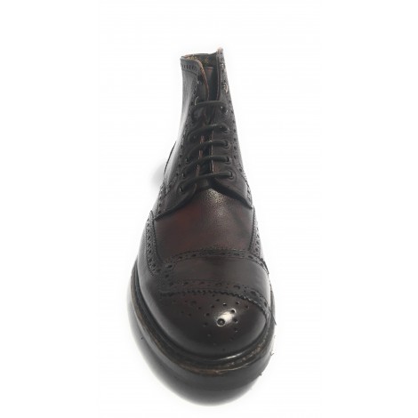 Scarpe uomo Cavallini polacchino brogue in pelle color cognac hand made U18CA02