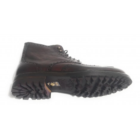 Scarpe uomo Cavallini polacchino brogue in pelle color cognac hand made U18CA02