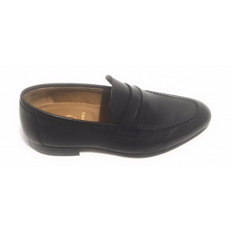 SCARPE UOMO BEN.TER MOCASSINO NERO BANDINA  FONDO CUOIO FATTE MANO US17BT12