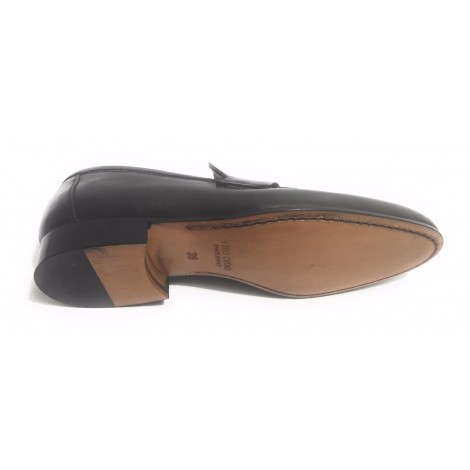 SCARPE UOMO BEN.TER MOCASSINO NERO BANDINA  FONDO CUOIO FATTE MANO US17BT12