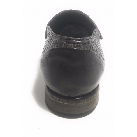 SCARPE UOMO CAVALLINI MOCASSINO F.CUOIO PELLE INTRECCIATA A MANO GREY US17CA04