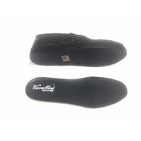 SCARPE UOMO CAVALLINI SLIPON ARTIGIANALE PELLE INTRECCIATA A MANO NERO  US17CA01