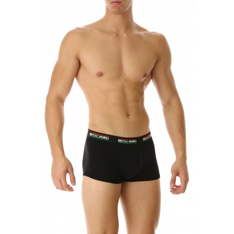 BOXER UOMO MOSCHINO  LOGO SU ELASTICO TRICOLORE NERO  E19MO07