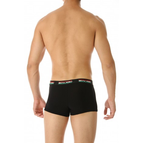 BOXER UOMO MOSCHINO  LOGO SU ELASTICO TRICOLORE NERO  E19MO07