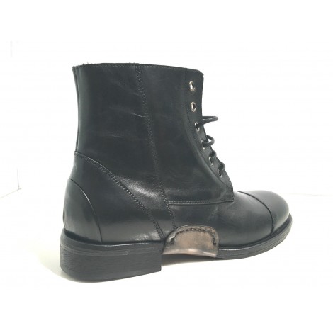 SCARPE UOMO CAVALLINI POLACCHINO CHELSEA PELLE LAVATA NERA HAND MADE U17CA02
