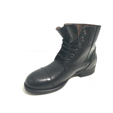 SCARPE UOMO CAVALLINI POLACCHINO CHELSEA PELLE LAVATA NERA HAND MADE U17CA02