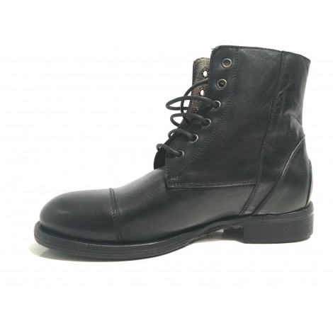 SCARPE UOMO CAVALLINI POLACCHINO CHELSEA PELLE LAVATA NERA HAND MADE U17CA02
