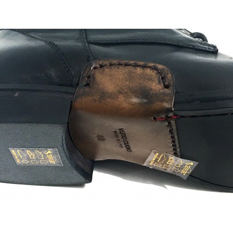 SCARPE UOMO CAVALLINI POLACCHINO CHELSEA PELLE LAVATA NERA HAND MADE U17CA02