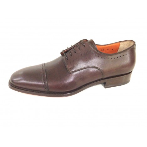 SCARPE UOMO SANTONI DERBY CLASSICA PUNTINA TESTA DI MORO  FATTE A MANO 41