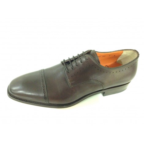 SCARPE UOMO SANTONI DERBY CLASSICA PUNTINA TESTA DI MORO  FATTE A MANO 41