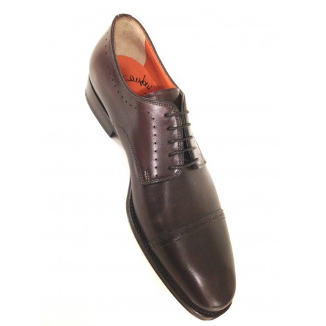 SCARPE UOMO SANTONI DERBY CLASSICA PUNTINA TESTA DI MORO  FATTE A MANO 41