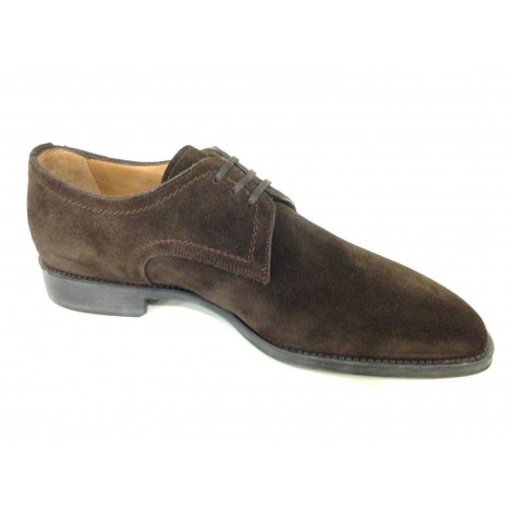 SCARPE UOMO SANTONI DERBY SUEDE IDROREP MARRONE T.MORO  FONDO GOMMA SOFT 18