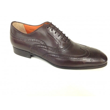 SCARPE UOMO SANTONI FRANCESINA CON DUILIO PELLE  MARRONE MORO F. GOMMA      25