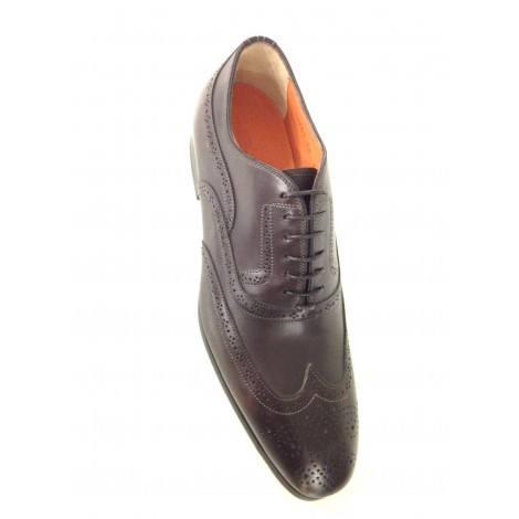 SCARPE UOMO SANTONI FRANCESINA CON DUILIO PELLE  MARRONE MORO F. GOMMA      25