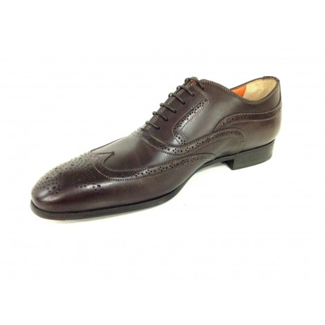SCARPE UOMO SANTONI FRANCESINA CON DUILIO PELLE  MARRONE MORO F. GOMMA      25