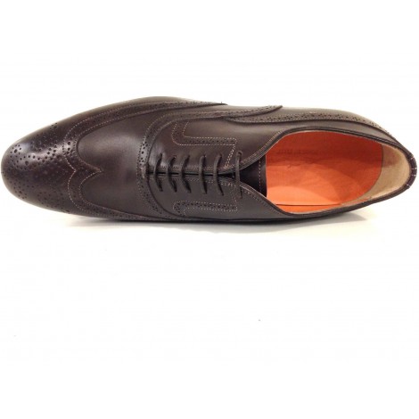 SCARPE UOMO SANTONI FRANCESINA CON DUILIO PELLE  MARRONE MORO F. GOMMA      25