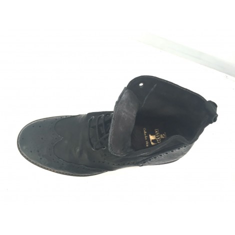 SCARPE UOMO DAVIDSON POLACCHINO NERO IN PELLE BURRATTATA   VINTAGE U16DV01