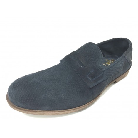 SCARPE UOMO DAVIDSON MOCASSINO TRAFORATO CAM BLU VESUVIO ARTIGIANALE US15DV05