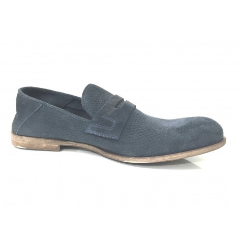 SCARPE UOMO DAVIDSON MOCASSINO TRAFORATO CAM BLU VESUVIO ARTIGIANALE US15DV05