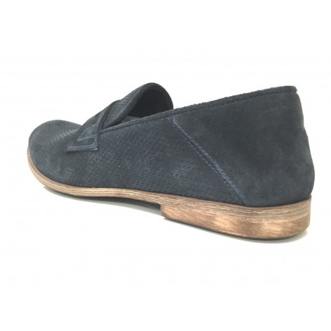 SCARPE UOMO DAVIDSON MOCASSINO TRAFORATO CAM BLU VESUVIO ARTIGIANALE US15DV05