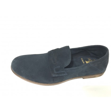 SCARPE UOMO DAVIDSON MOCASSINO TRAFORATO CAM BLU VESUVIO ARTIGIANALE US15DV05