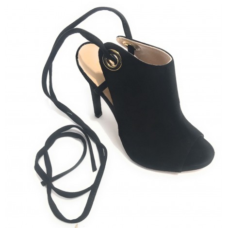 SCARPE CON TACCO LIU-JO MODELLO OKIKU IN PELLE SCAMOSCIATA NERA DS17LJ02