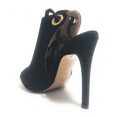 SCARPE CON TACCO LIU-JO MODELLO OKIKU IN PELLE SCAMOSCIATA NERA DS17LJ02