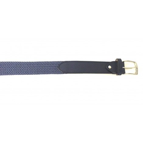 CINTURA DA UOMO ZERBINI COTONE ELAST. E PELLE BLU E FIBBIA SILVER A15ZE02