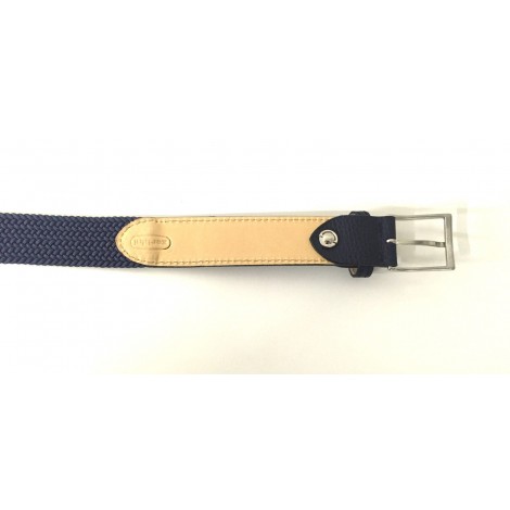 CINTURA DA UOMO ZERBINI COTONE ELAST. E PELLE BLU E FIBBIA SILVER A15ZE02