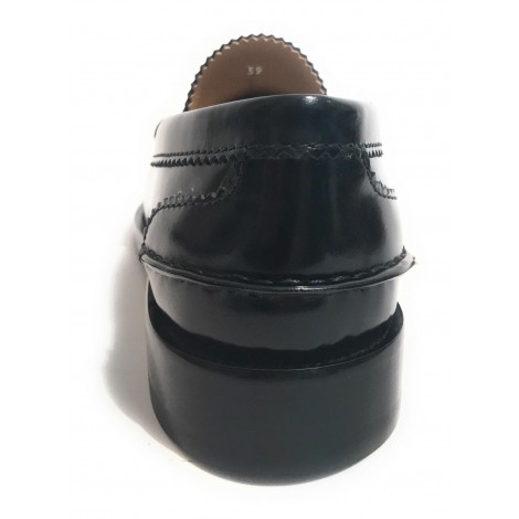 SCARPE UOMO ELITE MOCASSINO FONDO IN CUOIO CUCITO CON TACCO COLORE NERO US17EL05