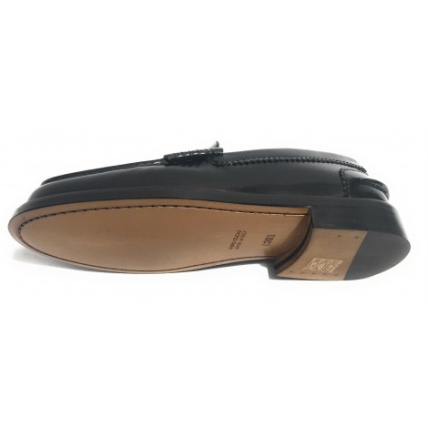 SCARPE UOMO ELITE MOCASSINO FONDO IN CUOIO CUCITO CON TACCO COLORE NERO US17EL05