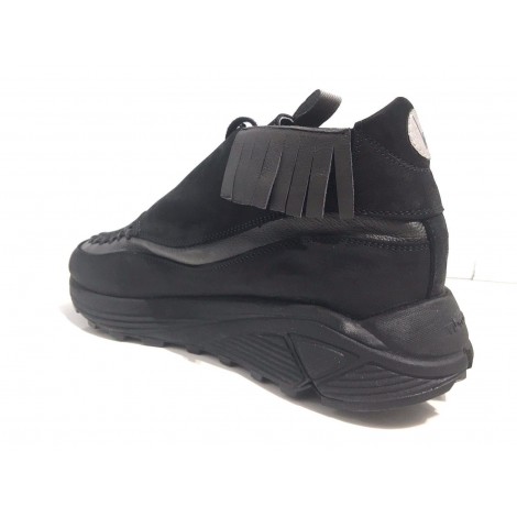 SCARPE UOMO WTG BY YAB SNEAKER ALTA  NABUK NERO  ARTIGIANALE U17YA06
