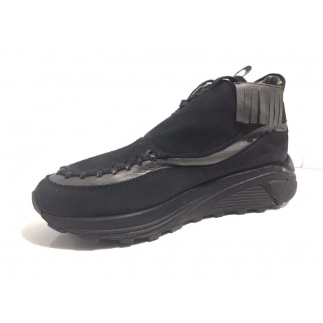 SCARPE UOMO WTG BY YAB SNEAKER ALTA  NABUK NERO  ARTIGIANALE U17YA06