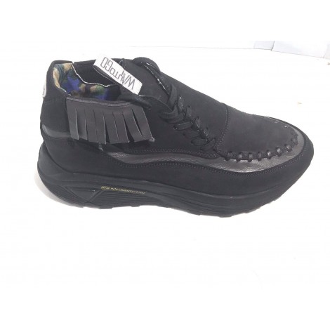 SCARPE UOMO WTG BY YAB SNEAKER ALTA  NABUK NERO  ARTIGIANALE U17YA06