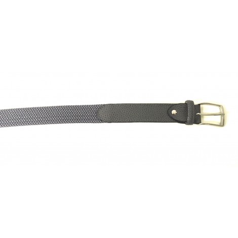 CINTURA DA UOMO ZERBINI COTONE ELAST. E PELLE GRIGIO E FIBBIA SILVER A15ZE03