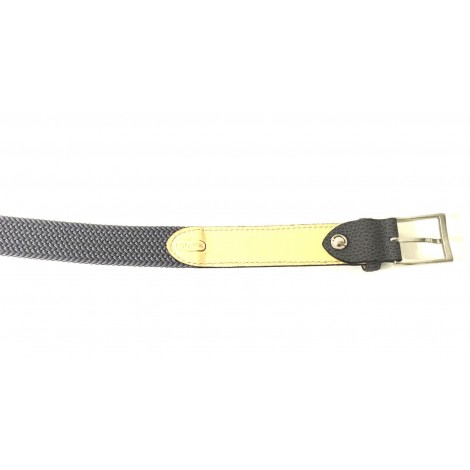 CINTURA DA UOMO ZERBINI COTONE ELAST. E PELLE GRIGIO E FIBBIA SILVER A15ZE03