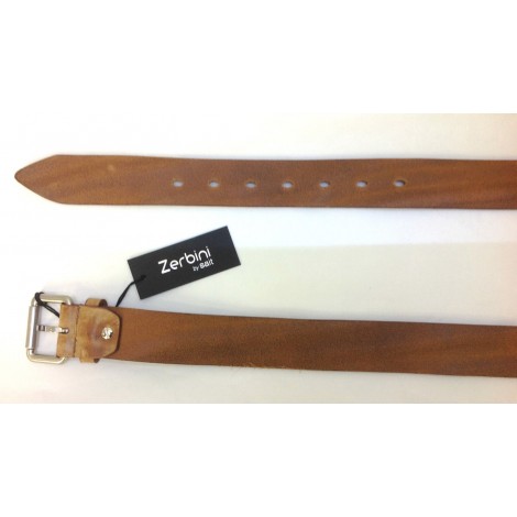 CINTA ZERBINI IN PELLE BOTTOLATA COGNAC FIBBIA IN ACCIAIO SAT. A VITE H. 3,5 CM