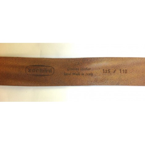 CINTA ZERBINI IN PELLE BOTTOLATA COGNAC FIBBIA IN ACCIAIO SAT. A VITE H. 3,5 CM