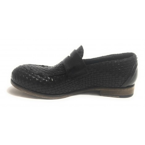 SCARPE UOMO CAVALLINI MOCASSINO F.CUOIO PELLE INTRECCIATA A MANO NERO US17CA06