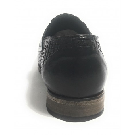 SCARPE UOMO CAVALLINI MOCASSINO F.CUOIO PELLE INTRECCIATA A MANO NERO US17CA06