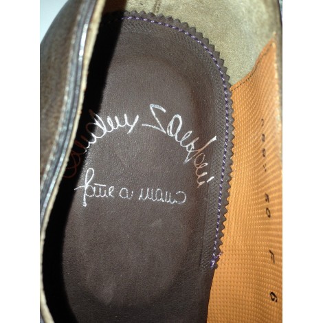 SCARPE UOMO SANTONI  DOPPIA FIBBIA PELLE CERVO MARRONE MORO FATTA MANO TG 6  51